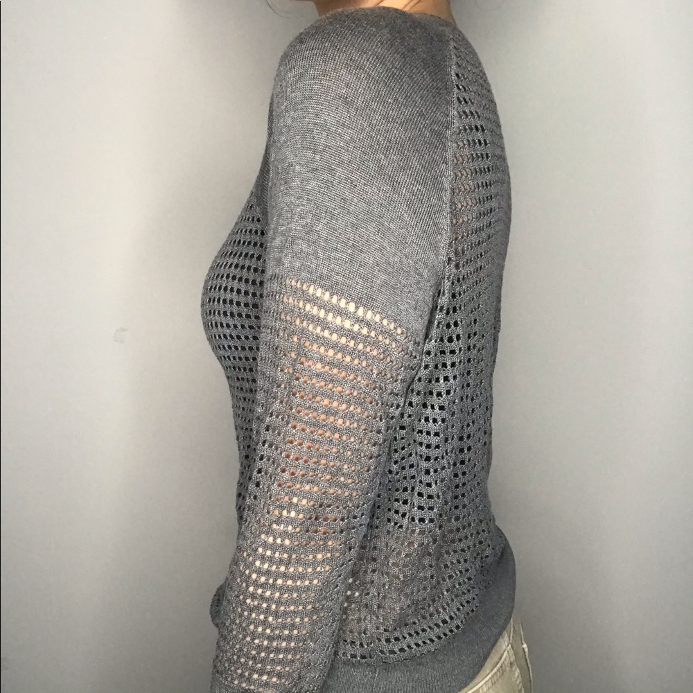 Grey Express Mesh Soft Crochet Light Sweater - Picture 2 of 4